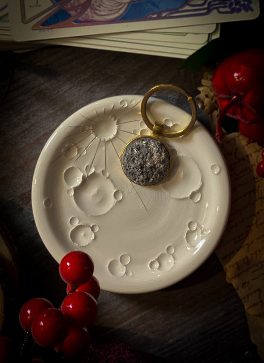 Moon Keyring | Portachiavi Luna piena in Ceramica